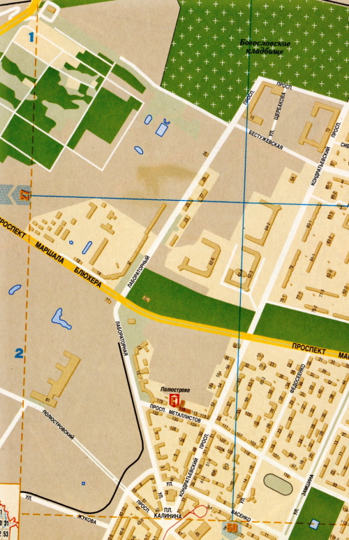 Лабораторные улица и проспект на карте Петербурга
